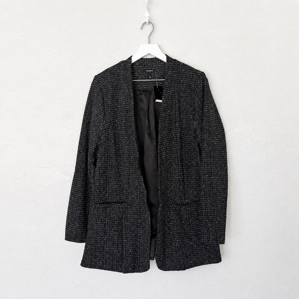 NWT Torrid Black Boucle Collarless Blazer Plus 2X 18/20